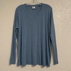 Cabi Serenity Tee Top Womens S Oversized Long Sleeve Vneck Blue #3229
